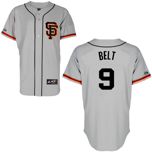 Brandon Belt #9 mlb Jersey-San Francisco Giants Women's Authentic Road 2 Gray Cool Base Baseball Jersey